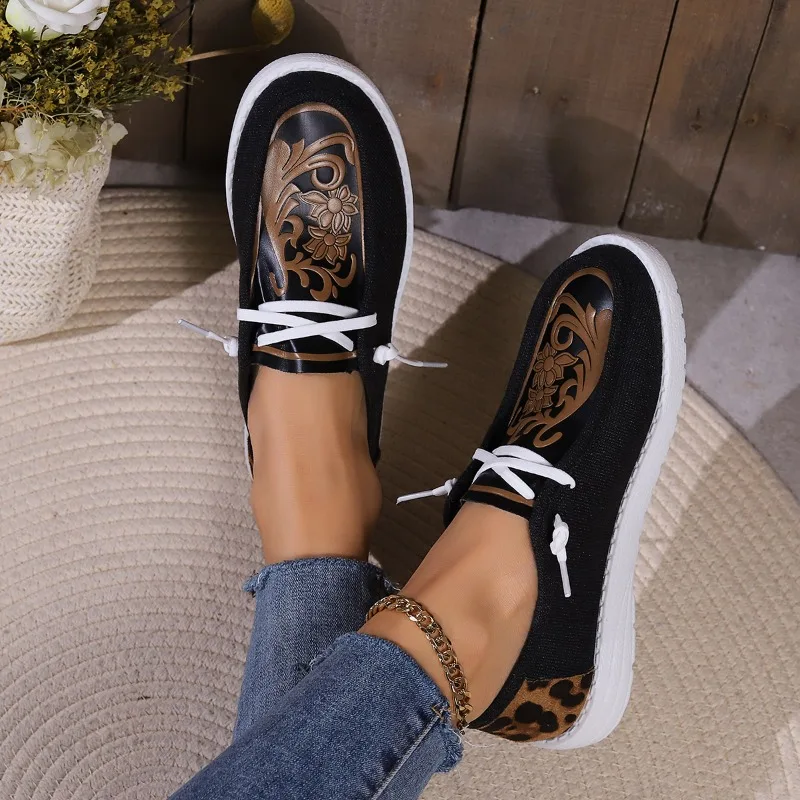 Sneakers con tacco piatto in microfibra 2023 scarpe stringate di marca per donna colori misti per adulti leopard autunno scarpe vulcanizzate da donna