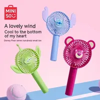 Miniso Disney stitch Strawberry Bears Three-Eyed Peak Desktop Handheld 1200mAh Charging Small Fan Silent Office Desktop Mini