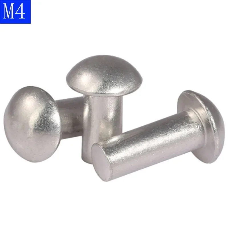 M4 4mm Pan Button Head Knurling Rivets Solid Aluminum Rivet Fasteners Nut Insert