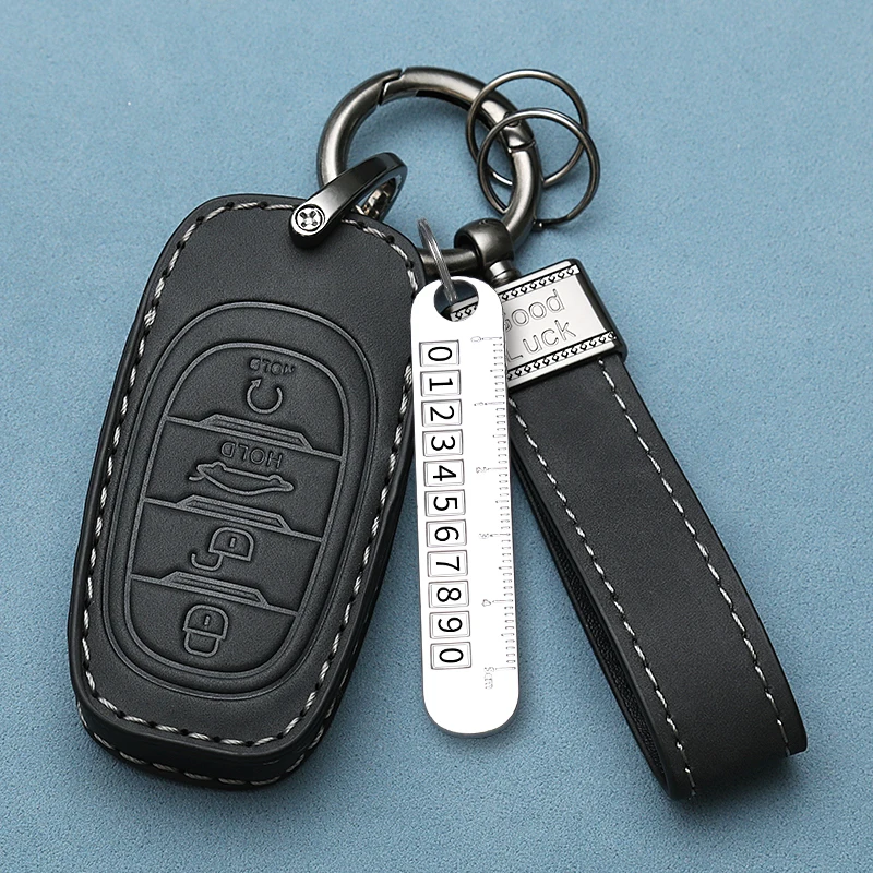 New Simulated Leather Car Key Case Cover Shell Keychain Protection for Hongqi 2021 2022 2023 H5 H9 E-HS9 HS5 HS7 Car Accessories