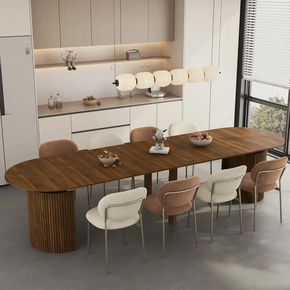 

Expandable Walnut Dining Table for 4-14 People, 44-132 Long, Ideal for Gatherings and Meetings