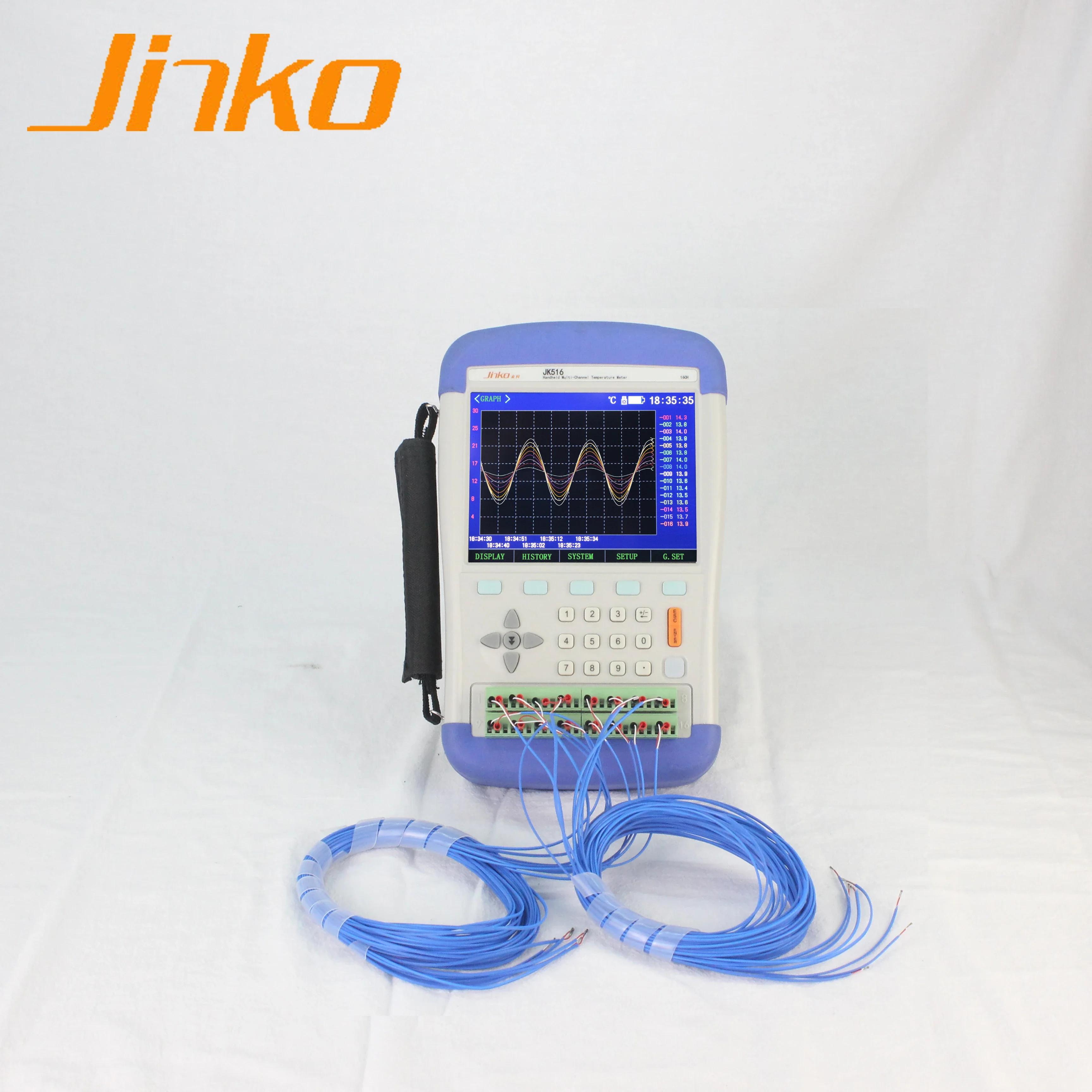 

Jinko JK508 Handheld 8 channel temperature data logger best data logger J/K/T/E/S/B/N/R/ type Thermocouple thermometer