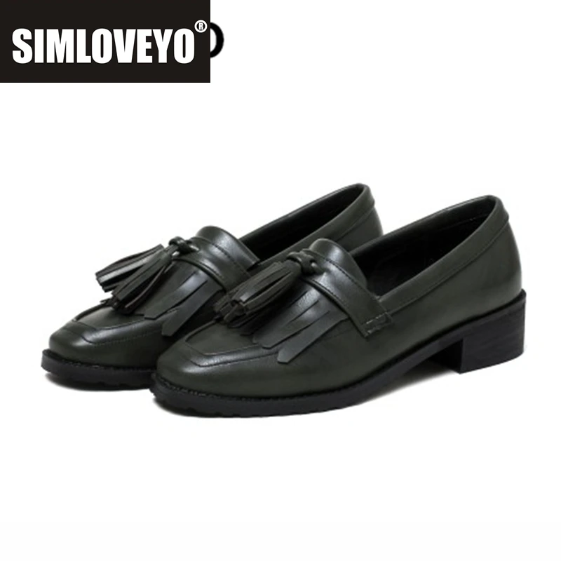 

SIMLOVEYO Мягкие женские повседневные туфли-лодочки на среднем каблуке 4 см с квадратным носком, лоферы без шнуровки с кисточками, большой размер 41 42 43, женская обувь для отдыха, лето