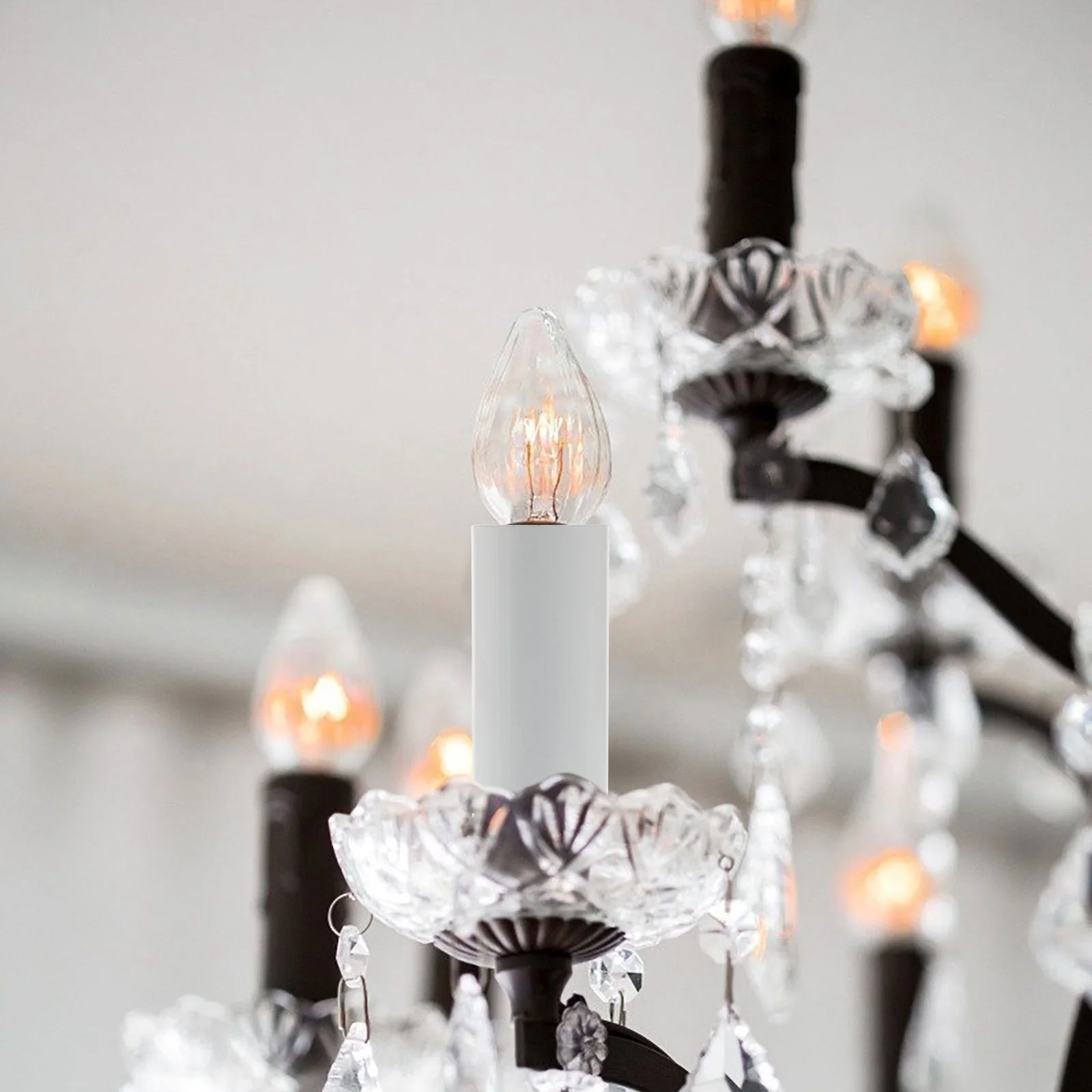 

6pcs Chandelier Lamp Base Sleeves Metal Light Bulb Socket Covers For Crystal Chandeliers Light Fixtures Sturdy