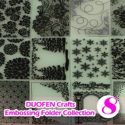 DUOFEN Crafts plastic embossing folder collection 8 paper embossing flower mold Christmas Birthday mothers day wedding