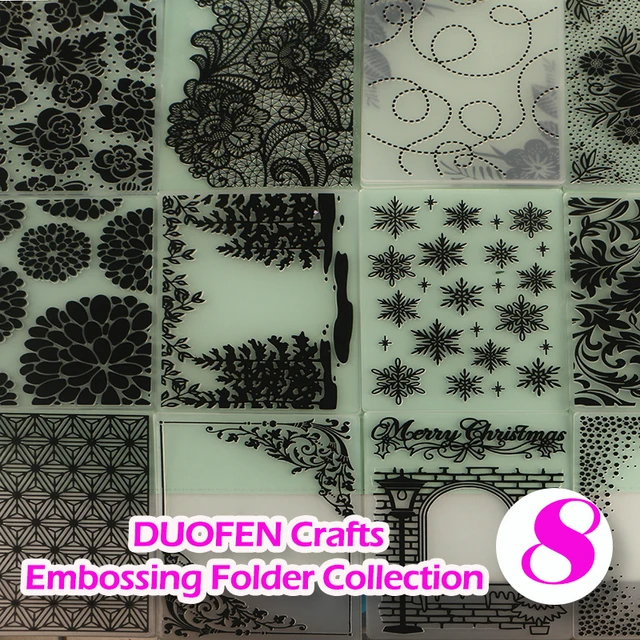 DUOFEN Crafts plastikowa teczka do wytłaczania kolekcja 8 papierowa forma do wytłaczania kwiatów Boże Narodzenie Urodziny Dzień Matki ślub
