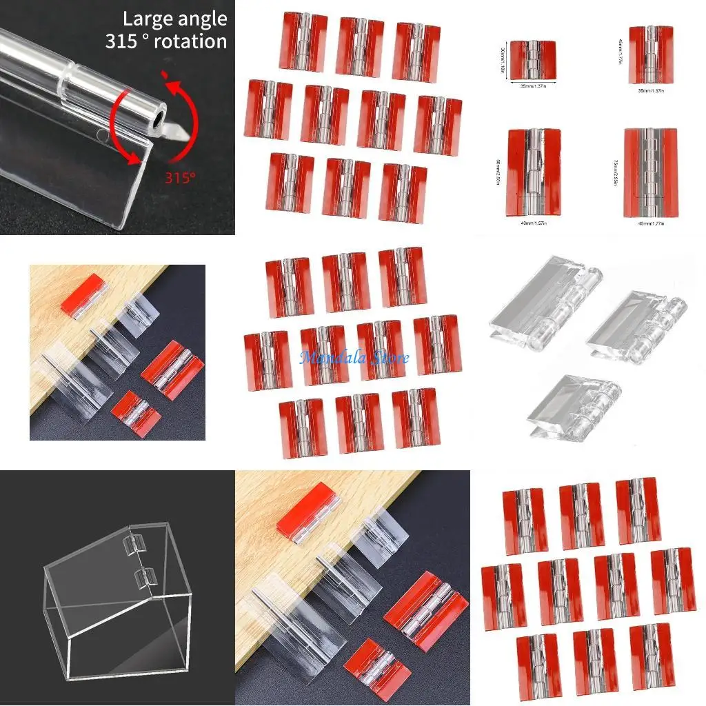 

U2JC 10pcs Clear Acrylic Hinges Adhesive for Simple Home Decors Integration