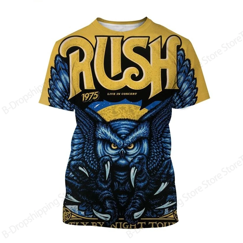 Vintage Heavy Metal Rock Band Rush 3D Print T-shirt Men Women Fashion Hip Hop Short Sleeve Tops Tees Oversized t shirts Clothing