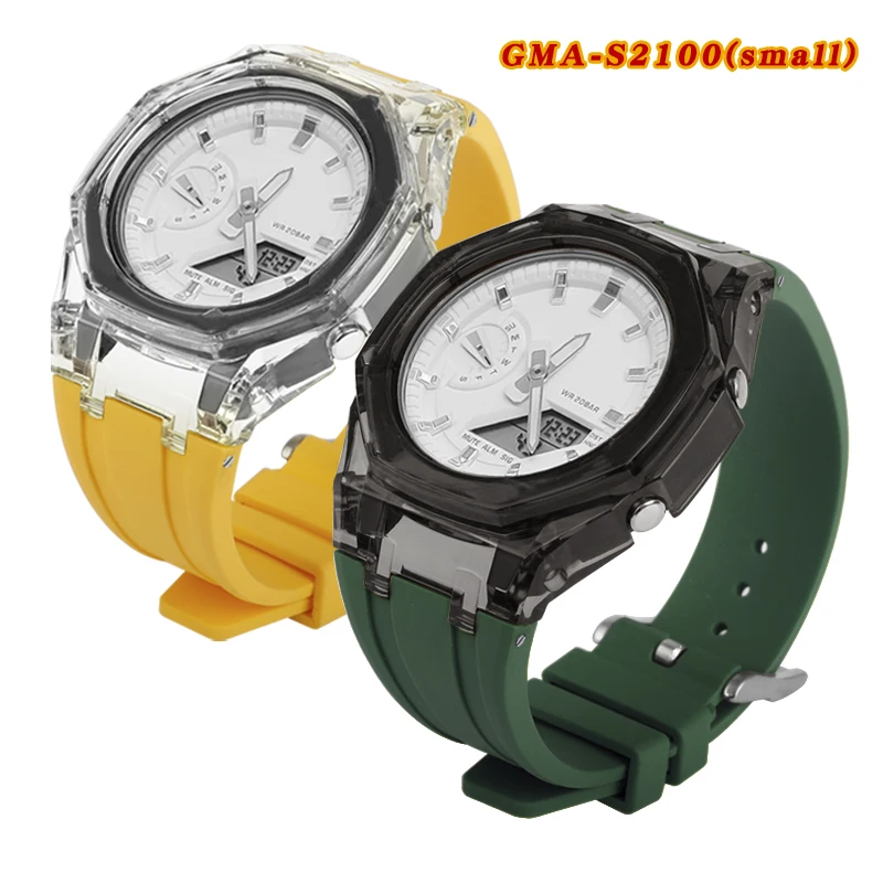 Transparent  Jelly Case GA-2100 GMA-S2100 Clear Case Rubber Strap for Ga 2100 Gma S2100 Oak Resin Watch Replacement Parts