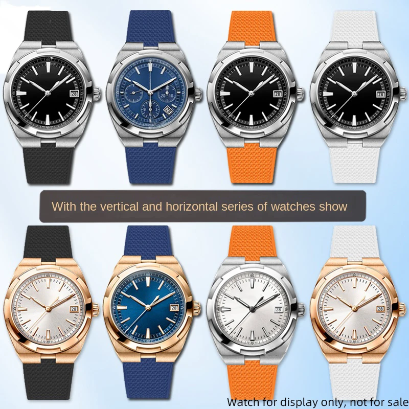 For VC strap quick release convex FKM watch strap Vacheron Constantin OVERSEAS 4300V 4500V 5500V 7900V 24mm*7mm VITON watchband