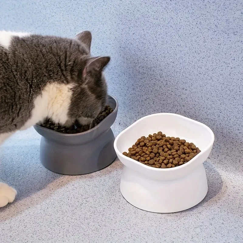 1pcMica Bowl, Cat Bowl, Pet Bowl, Oblique Mouth, High Foot Protection, Cervical Neck, Cat, Food Bowl, Pet Supplies