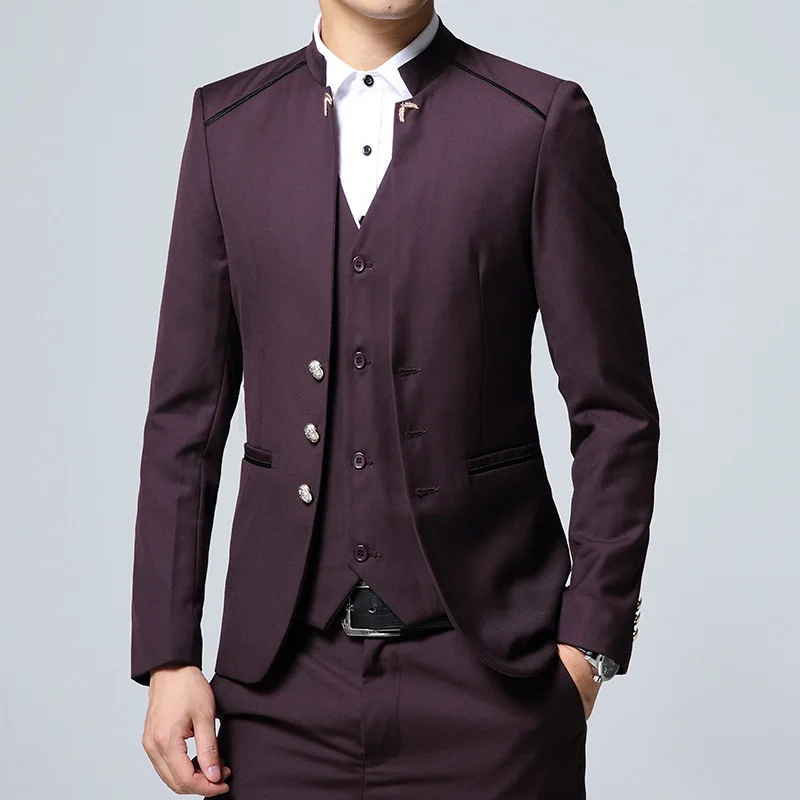 New men's large size suit three-piece suit men's casual suit dress banquet dress groom suit best man suit