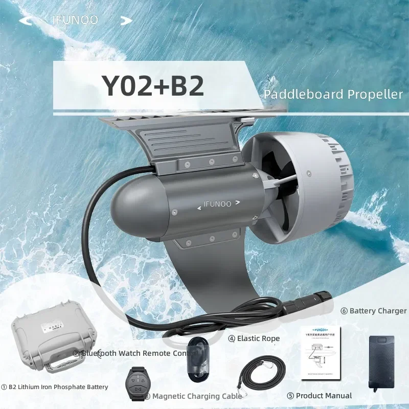 Electric Thruster for Paddle Board Y02 with B2 Battery Set Portable Kayak Motor SUP Surfing Fishing Boat Propulsion System