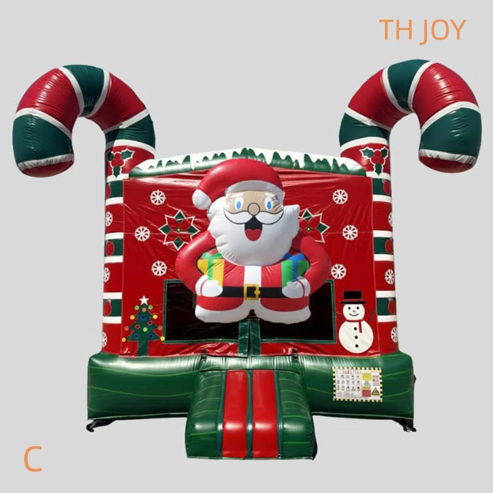 Envío aéreo rápido a puerta, castillo inflable comercial de Papá Noel, casa inflable de pan de jengibre, castillo inflable para Navidad