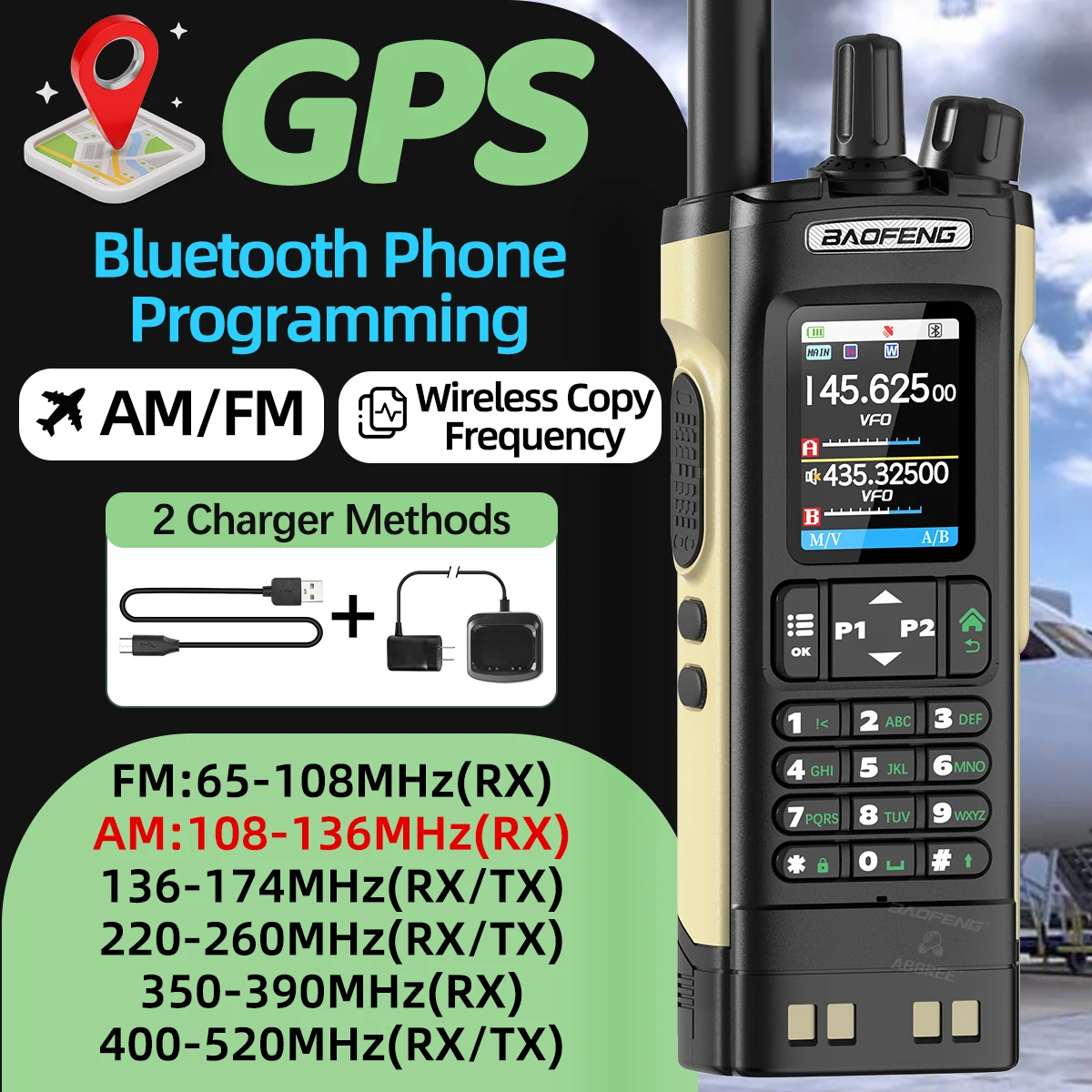 

Baofeng UV-32 GPS Walkie Talkie Bluetooth Телефонное приложение Multibanda Программирование 1000CH Тип-Clong Прицел РадиоАфис