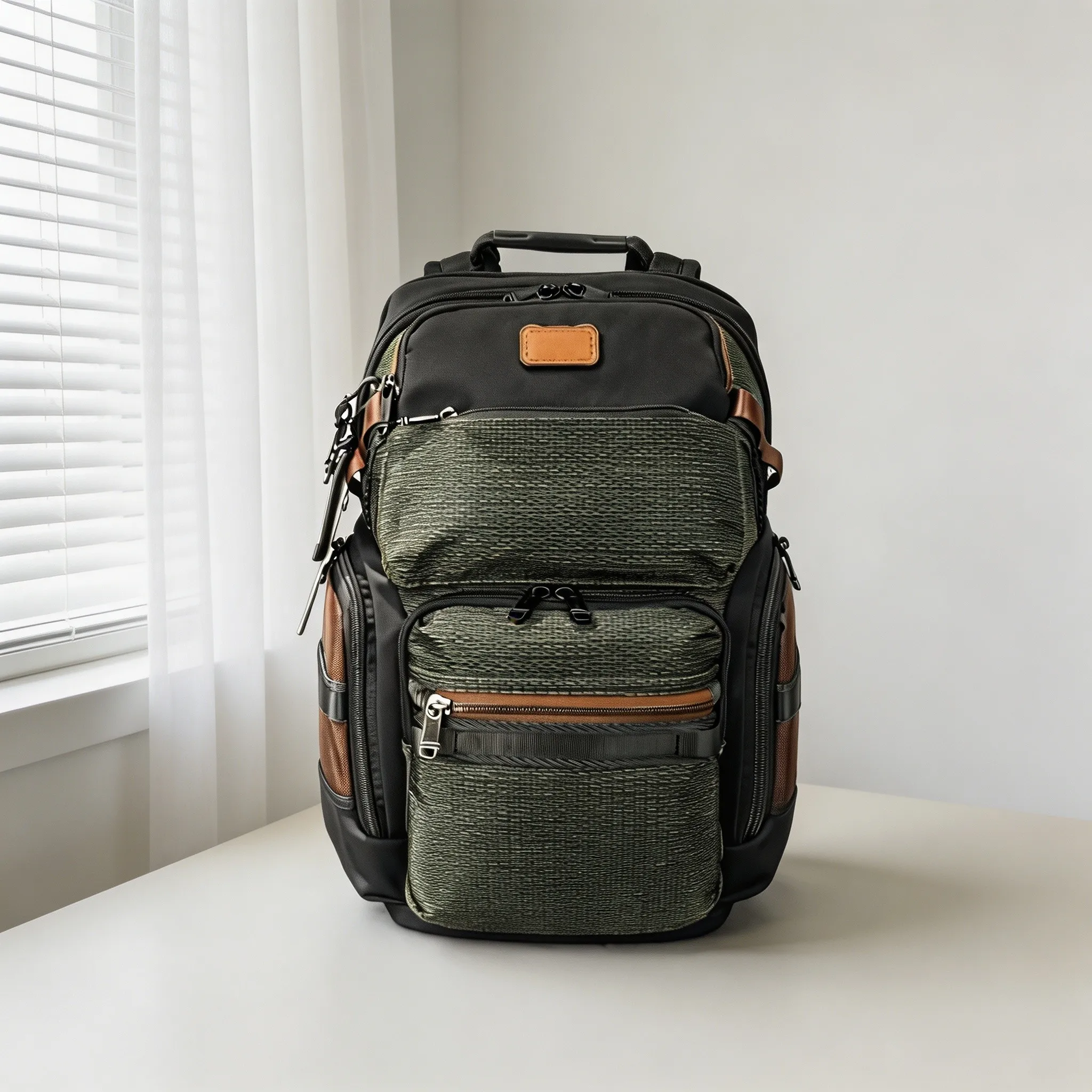 Stylish Ballistic Nylon Backpack for Men, Large‑Capacity Business Casual Rucksack for Commute