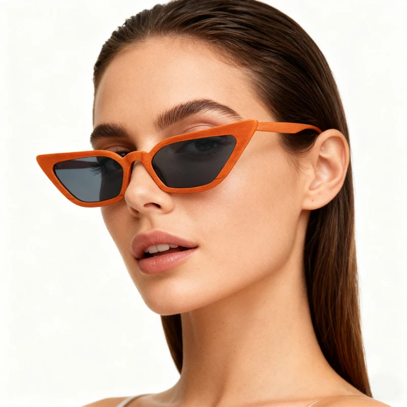 

Винтажные женские солнцезащитные оранжевого дерева, поляризационные модные солнцезащитные очки «кошачий глаз», ручная работа