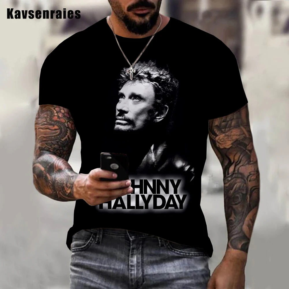 2023 New Pop Singer Johnny Hallyday 3D Printed T-shirt Men Women Rock Fashion Casual Streetwear Hip Hop Harajuku Tee Tops