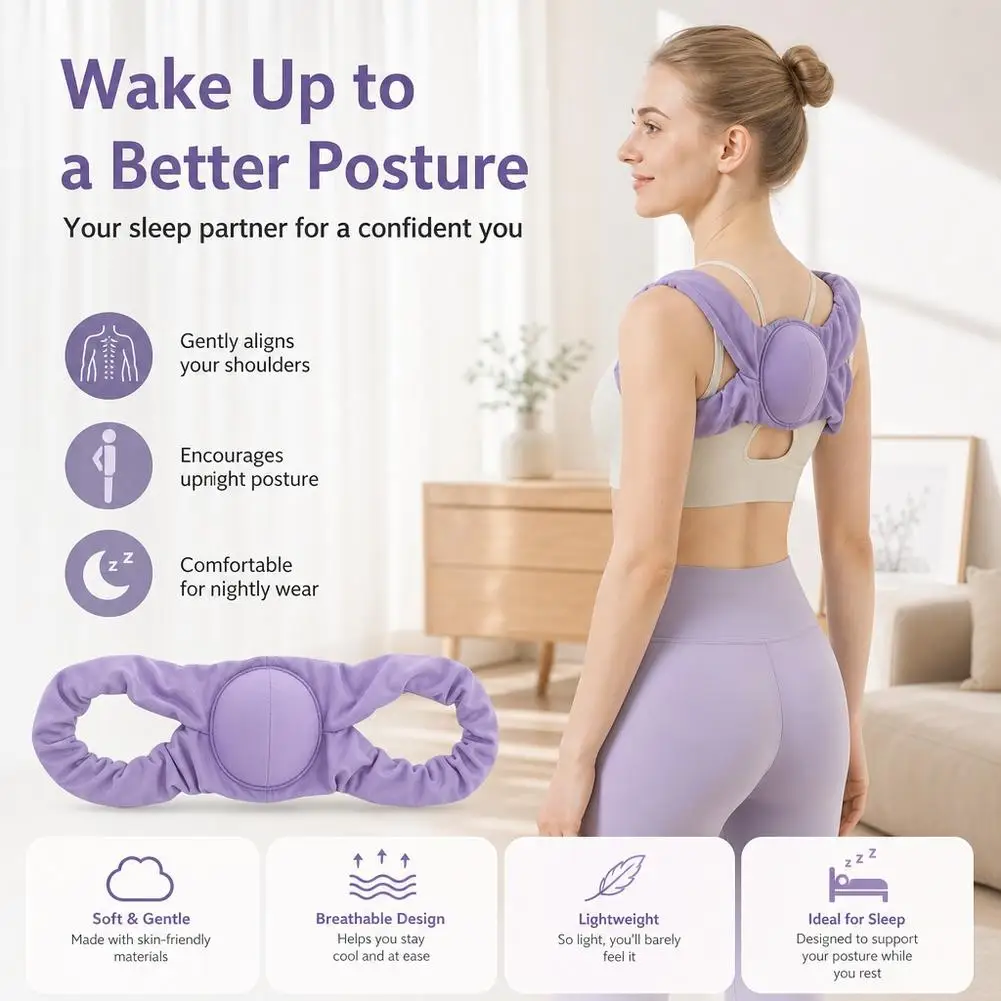 Purple Sleep Posture Corrector Shoulder Back Straightener Gravity Assisted Support Belt for Side Sleepers and Office Workers