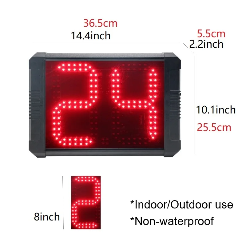 Large 8 Inch Digital Basketball Court 24s Shot Clock Timer Custom 0-99 Seconds Countdown Counter with Portable Stopwatch Control