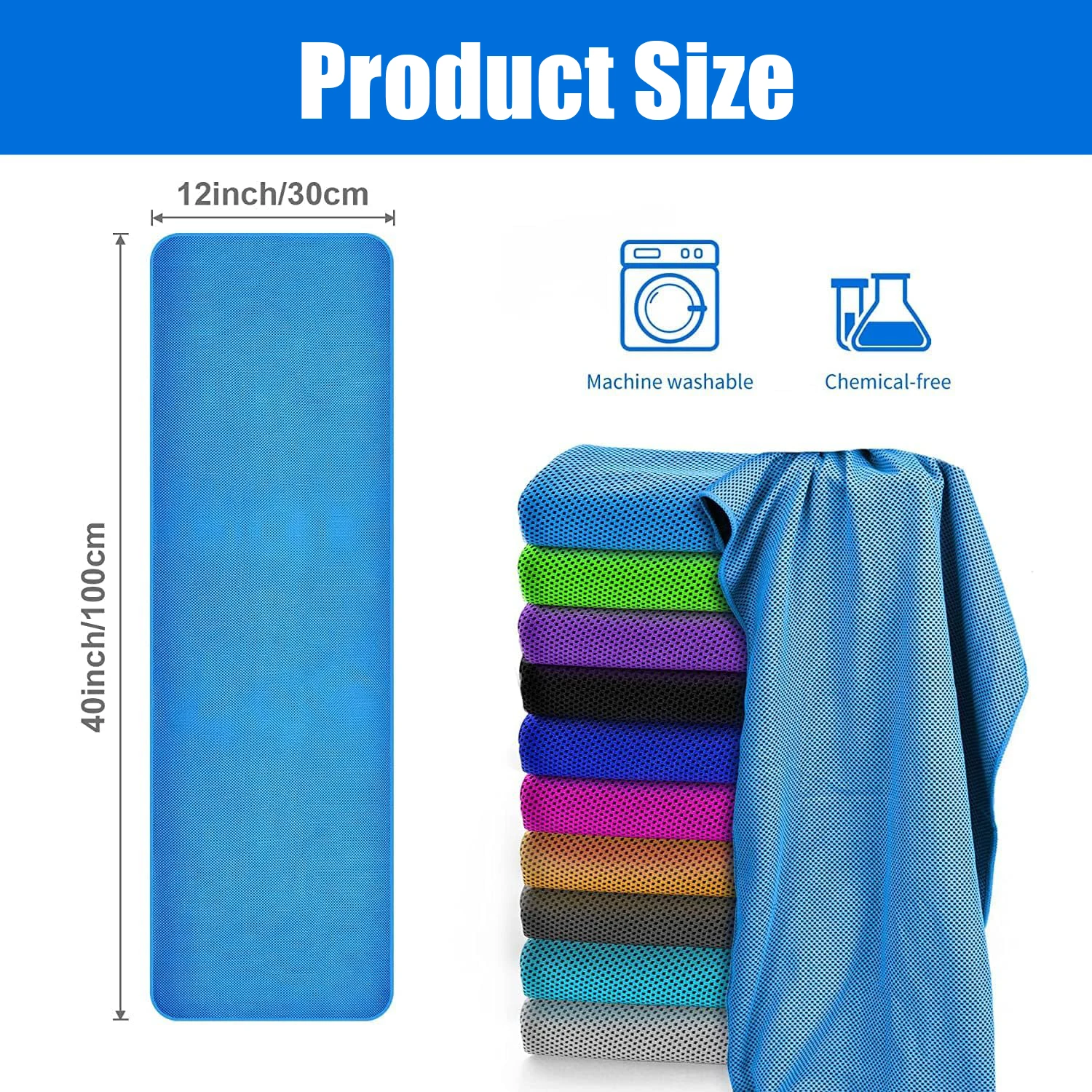 5Pack Cooling Towels, Sweat Towels Cooling Towels for Neck and Face,  Yoga, Camping, Running, Fitness, Workout & More Activities