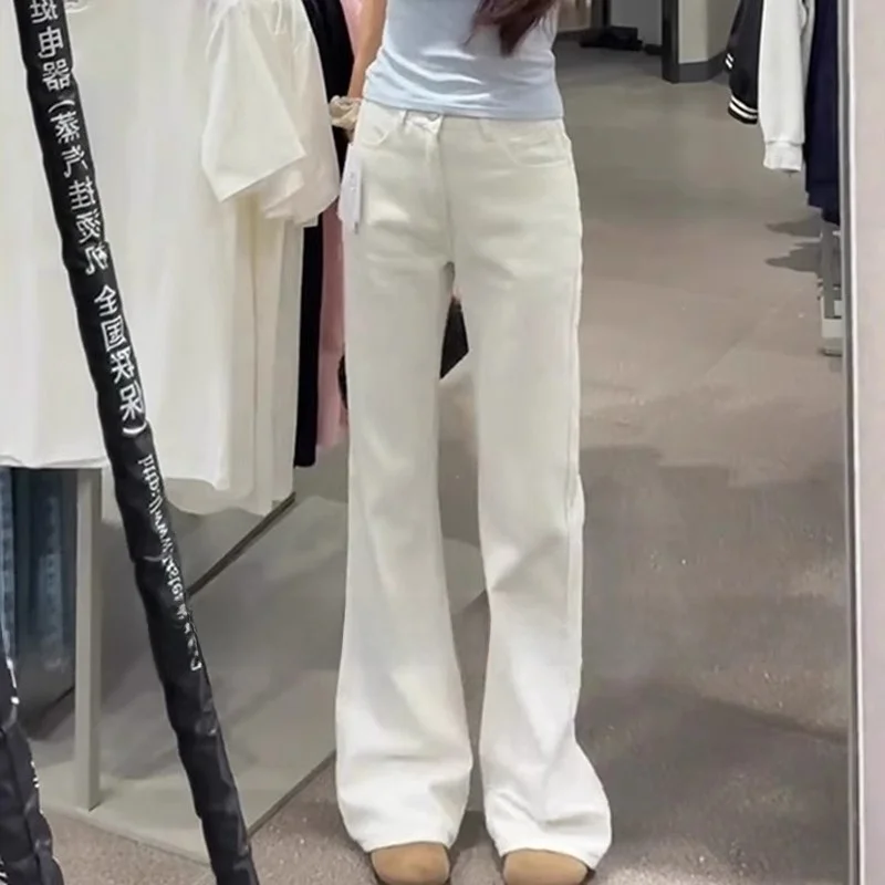 กางเกงยีนส์ทรงกระดิ่งเอวสูงสำหรับผู้หญิง ผ้าบาง ยืดหยุ่น กระชับสัดส่วน กางเกงขายาว ผ้าฝ้ายยืด สำหรับฤดูร้อน