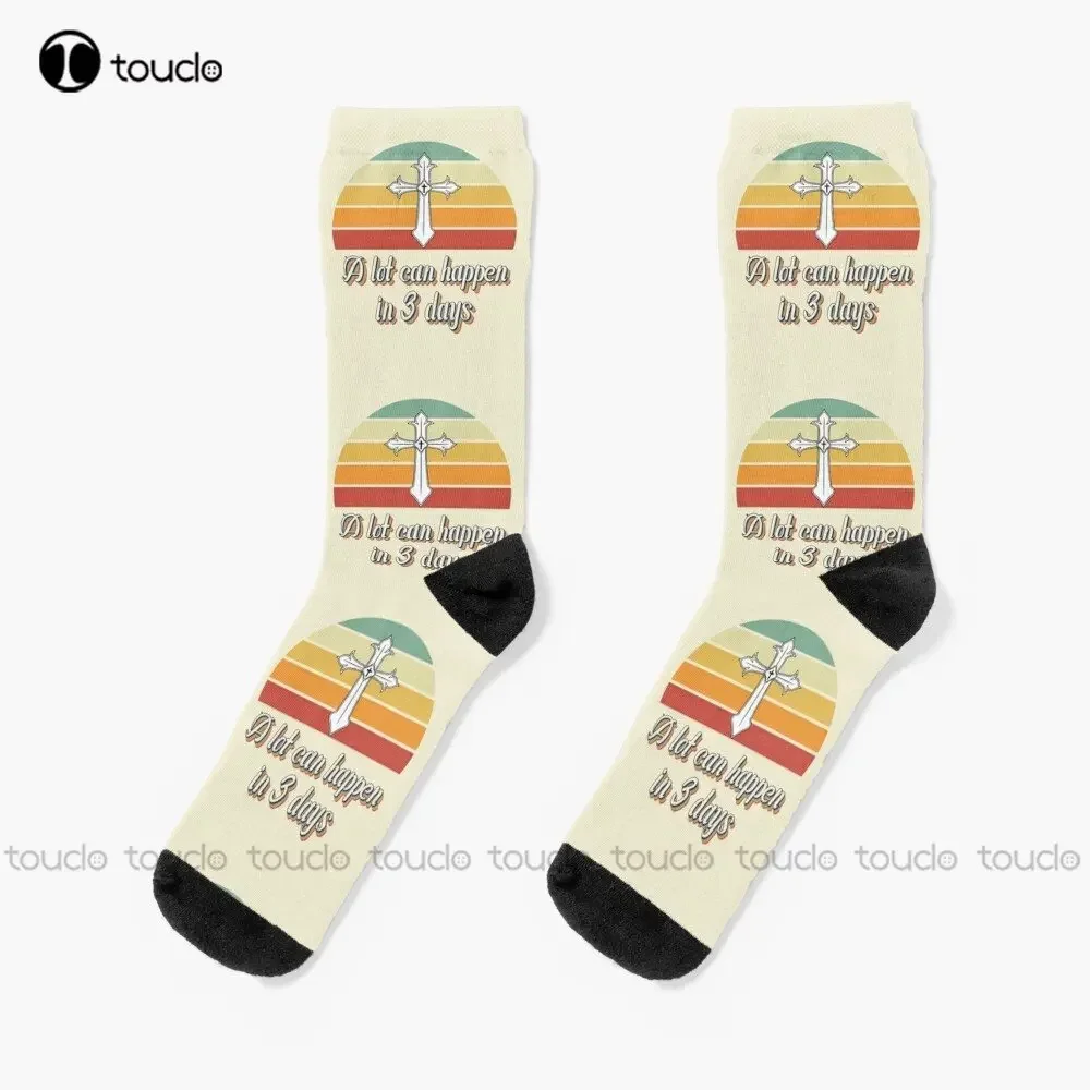 A Lot Can Happen In 3 Days | Funny Vintage Design | Socks. Socks Funny Socks For Women Street Skateboard Socks Custom Gift Funny