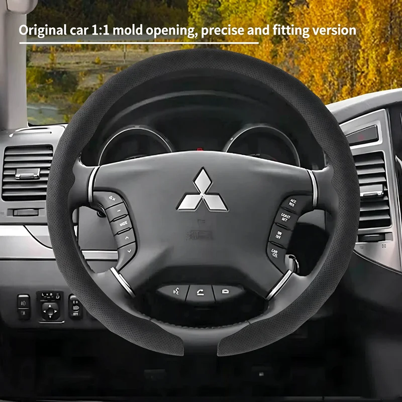 Кожаный чехол на руль, подходит для всех моделей Mitsubishi Outlander, Pajero, Lancer, Eclipse Cross, ASX, L200, универсальный, на все сезоны