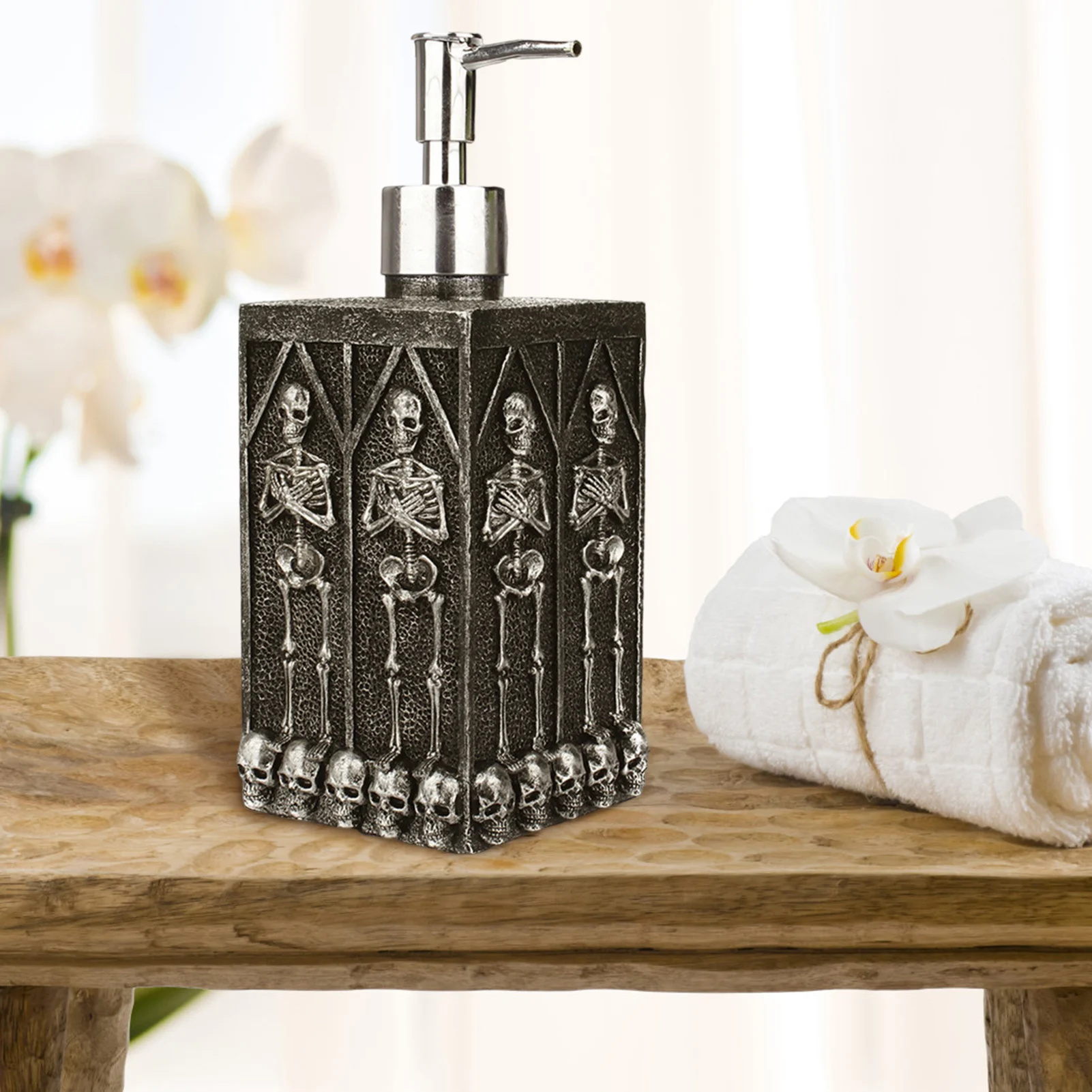 460ml Skeleton Soap Press Dispenser Vintage Gothic Style Resin Liquid Bottle for Home Kitchen Bathroom Sink Tool