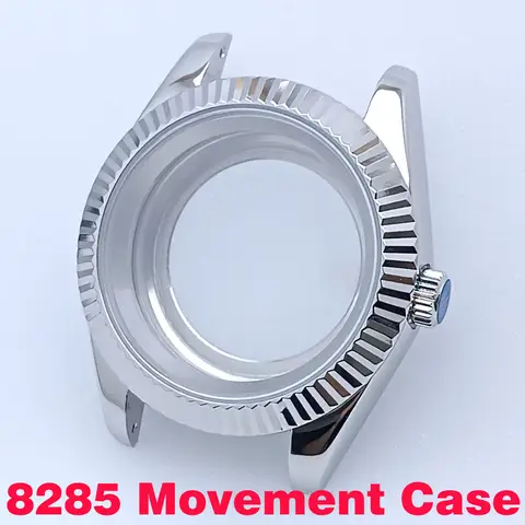 8285 무브먼트 부품 용 고품질 40mm 케이스 스테인레스 스틸 케이스 사파이어 크리스탈 유리/20mm 스트랩 시계 액세서리