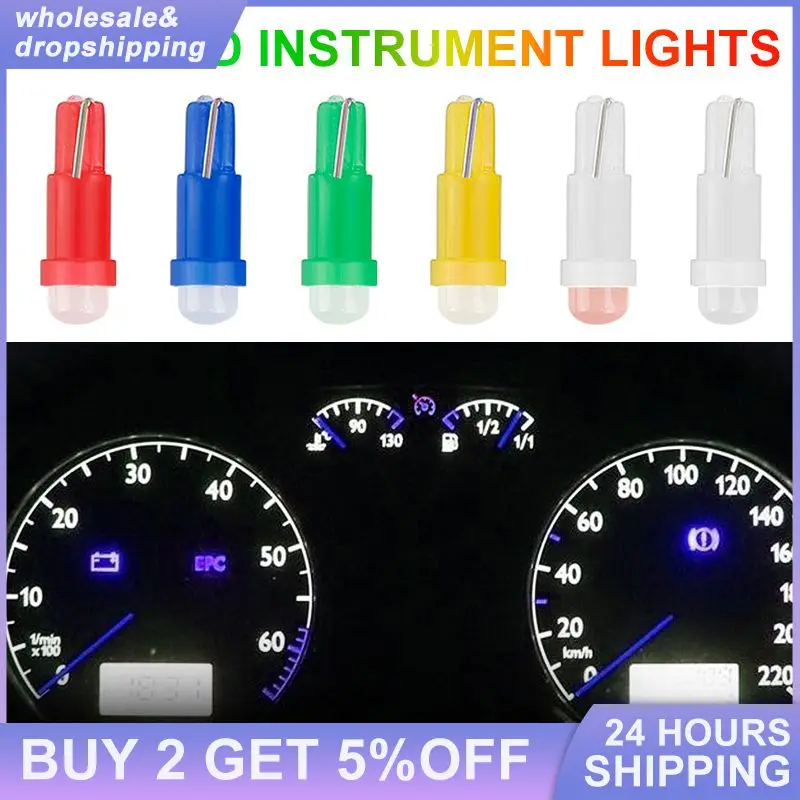 10pcs Car Light Bulb Universal Durable Instrument Light T5 1smd Cob Led Instrument Light Car Interior Accessory Indicator Bulb