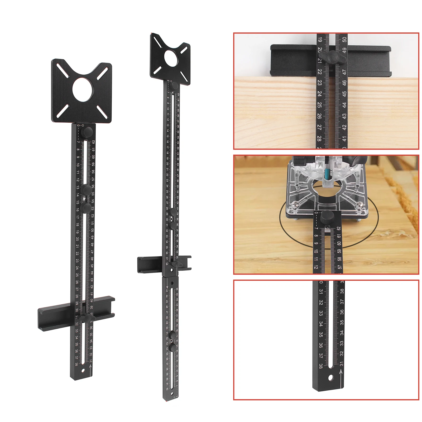 4 in 1 Router Milling Groove Bracket, Aluminum Router Circle Cutting Jig, Multifunctional Cabinet Hardware Jig and Router Guide