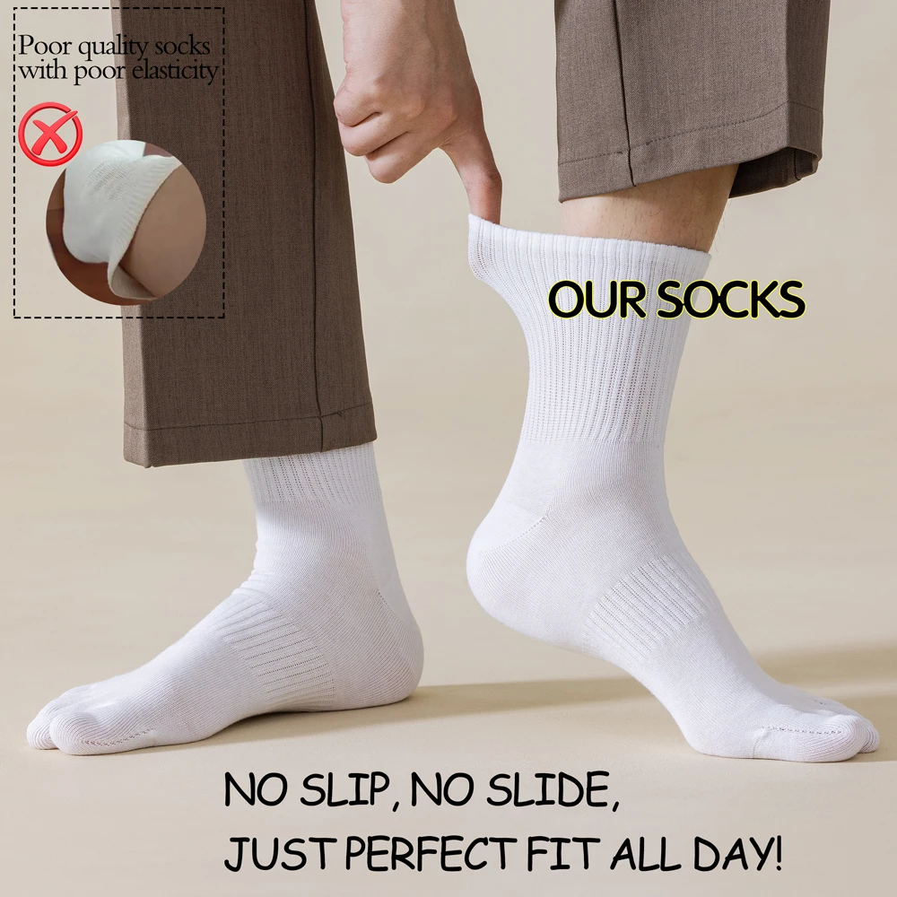 3 أزواج من الجوارب القطنية للرجال قابلة للتنفس بتصميم منفصل لأصابع القدم أسود وأبيض جوارب دائرية مضادة للرائحة جوارب يومية مريحة #2