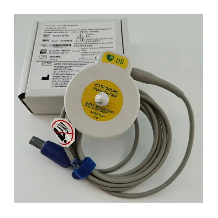 Original US Transducer 1MHZ 4-PIN 12 Ultrasound crystals Yellow labelcable MS3-109301(C)