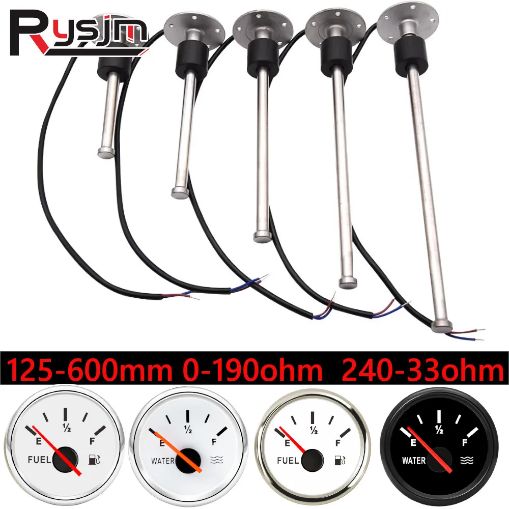 Niestandardowy miernik poziomu wody 0-190 omów 240-33ohm 125 mm 150 mm 200 mm 250 mm 600 mm Czujnik poziomu paliwa Wskaźnik poziomu paliwa do łodzi samochodowej ciężarówki