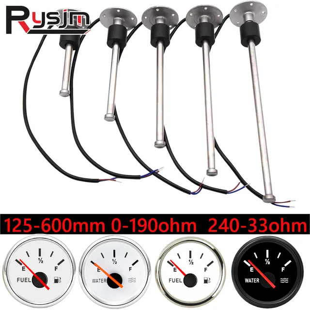 Niestandardowy miernik poziomu wody 0-190 omów 240-33ohm 125 mm 150 mm 200 mm 250 mm 600 mm Czujnik poziomu paliwa Wskaźnik poziomu paliwa do łodzi samochodowej ciężarówki