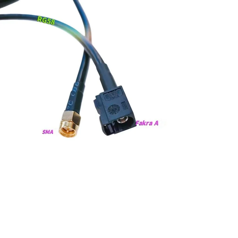 Cabo Coaxial RF FAKRA-A Fêmea para SMA Macho, Componente RF para Carro, Antena GPS de Navegação Automotiva RG58 1Mm 1un/Lote