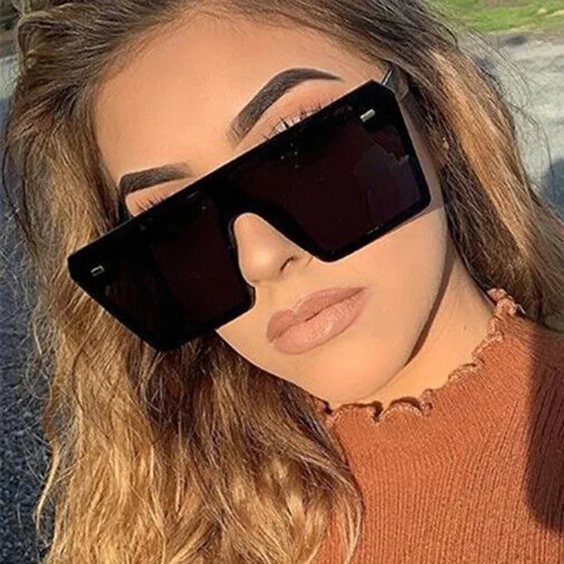 New Fashion Oversized Sunglasses Woman Brand Designer Plastic Female Big Frame Gradient Sun Glasses Mirror Gafas De Sol Mujer