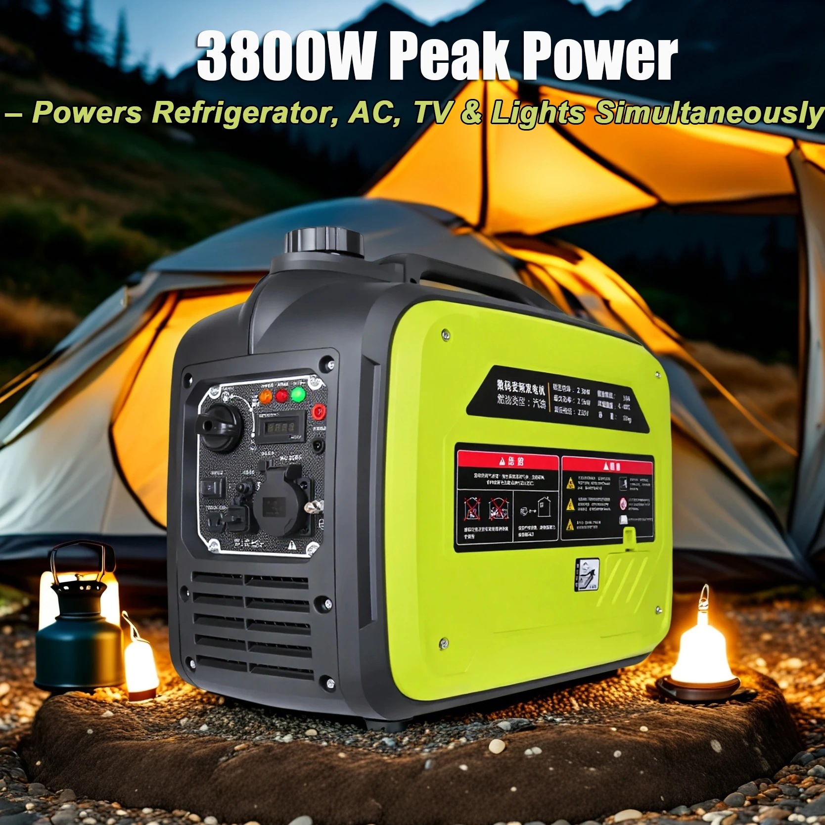 

Бензиновый генератор 3800 Вт, ультратихий, с чистой синусоидальной волной, портативный инверторный генератор для домашнего резервного питания, кемпинга и использования на открытом воздухе