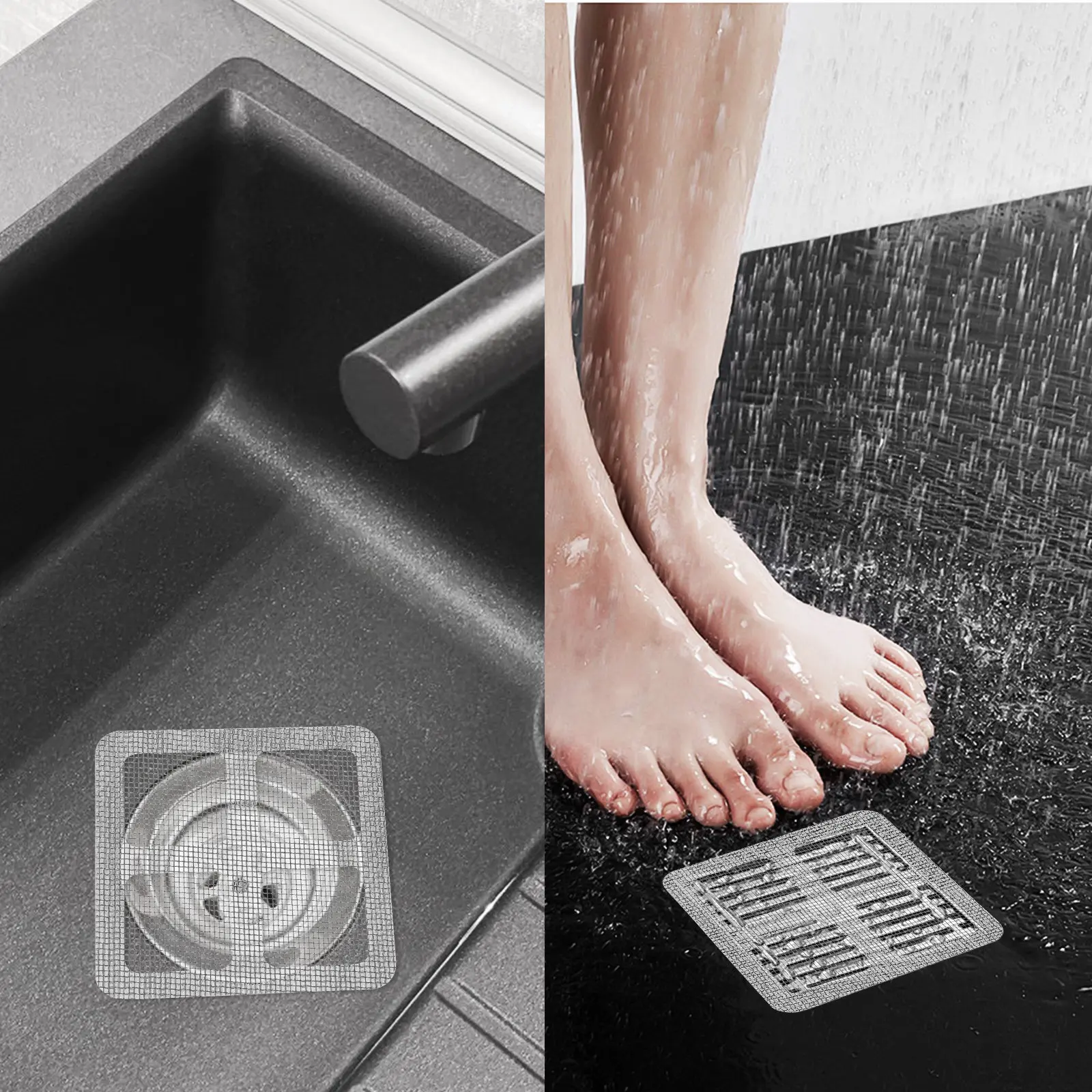 100Pcs Shower Hair Catcher Disposable Drain Stickers Mesh Filter Cover for Bathroom Kitchen Sink Shower Floor Drain Clog view 6