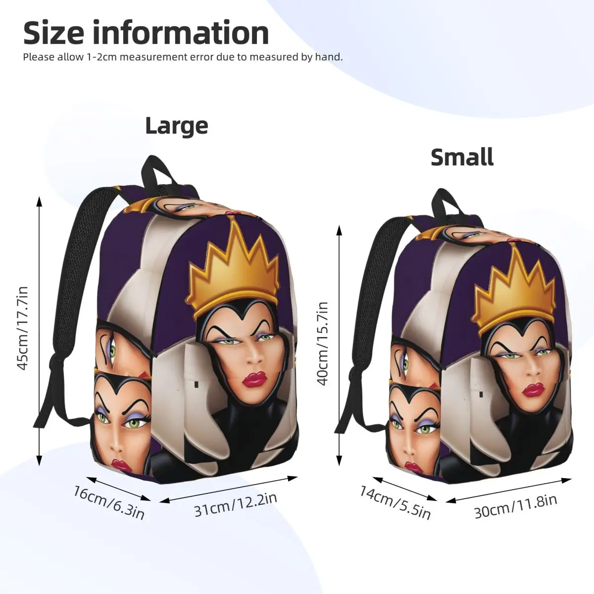 Campus Evil Queen Snow White Zipper Closure Daily Disney Children\'s Bags Teenager Laptop Bag Birthday