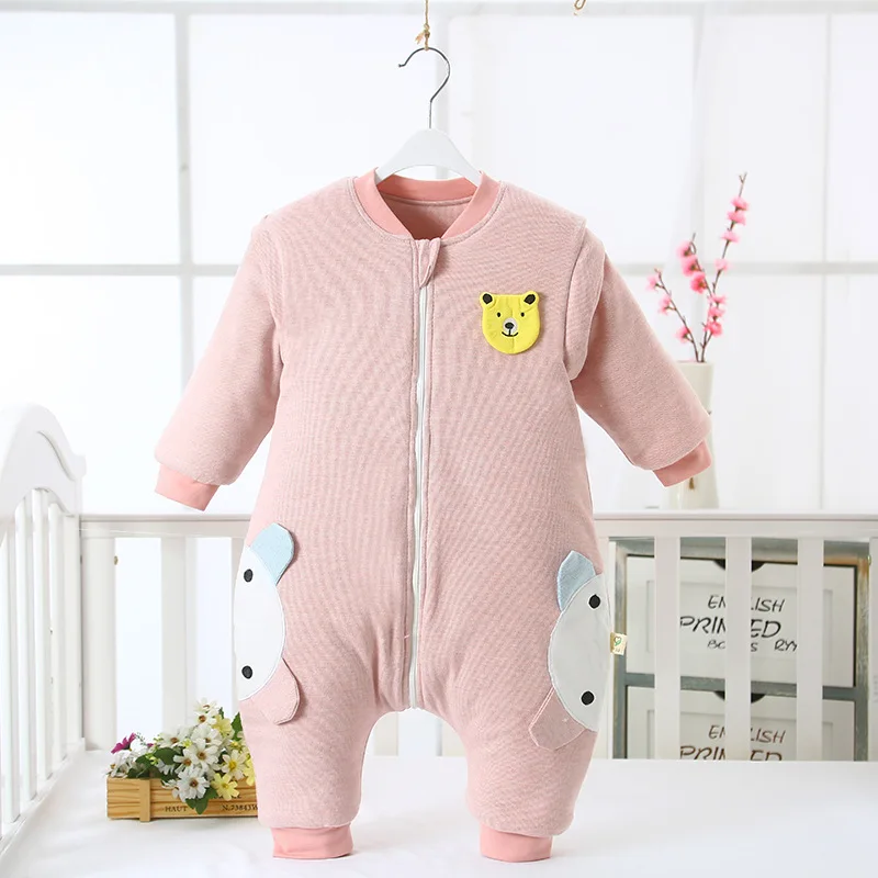 Cartoon Baby Sleeping Bag Autumn Winter Thicken Child Cotton Sleep Bag Detachable Sleeves Baby Anti Kick Split-leg Sleep Bag