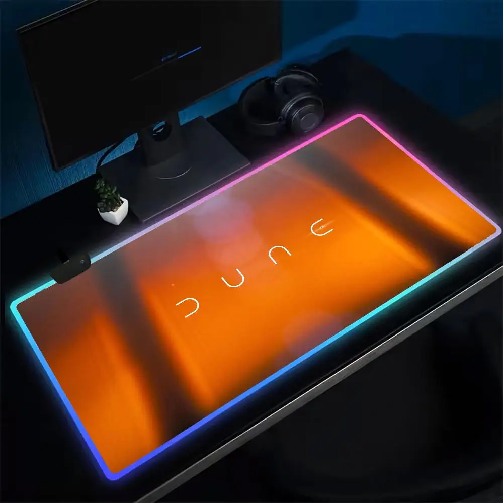 Dune Mouse Pad Anime Gaming Mouse Pad LED Table Pads Backlit Rubber Desktop XXL RGB Desk Mats