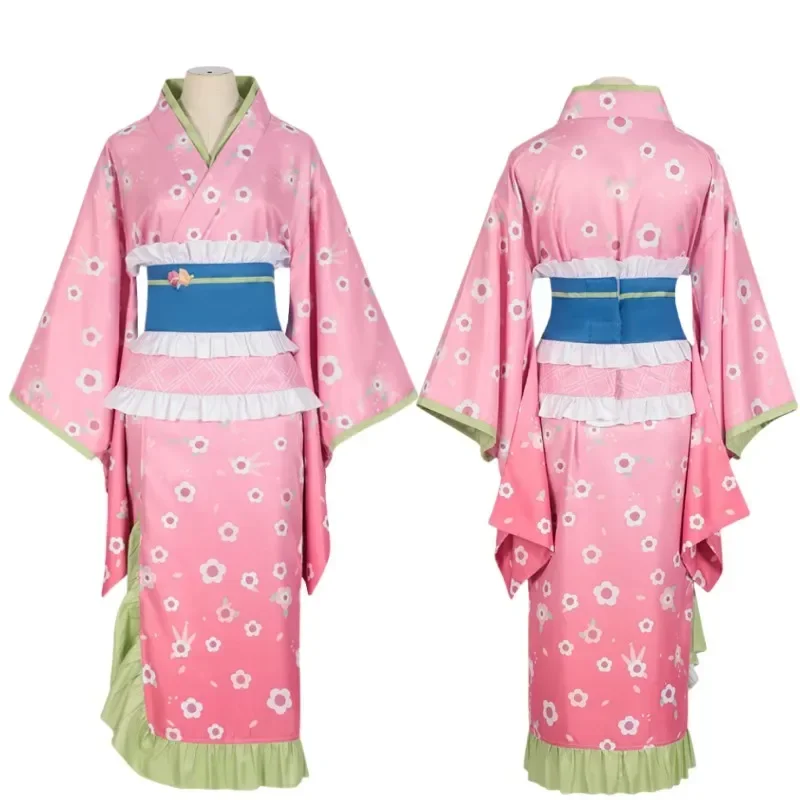 New Anime kanroji Mitri kimono girdle for Women girl Halloween party cosplay costume pink performance uniform