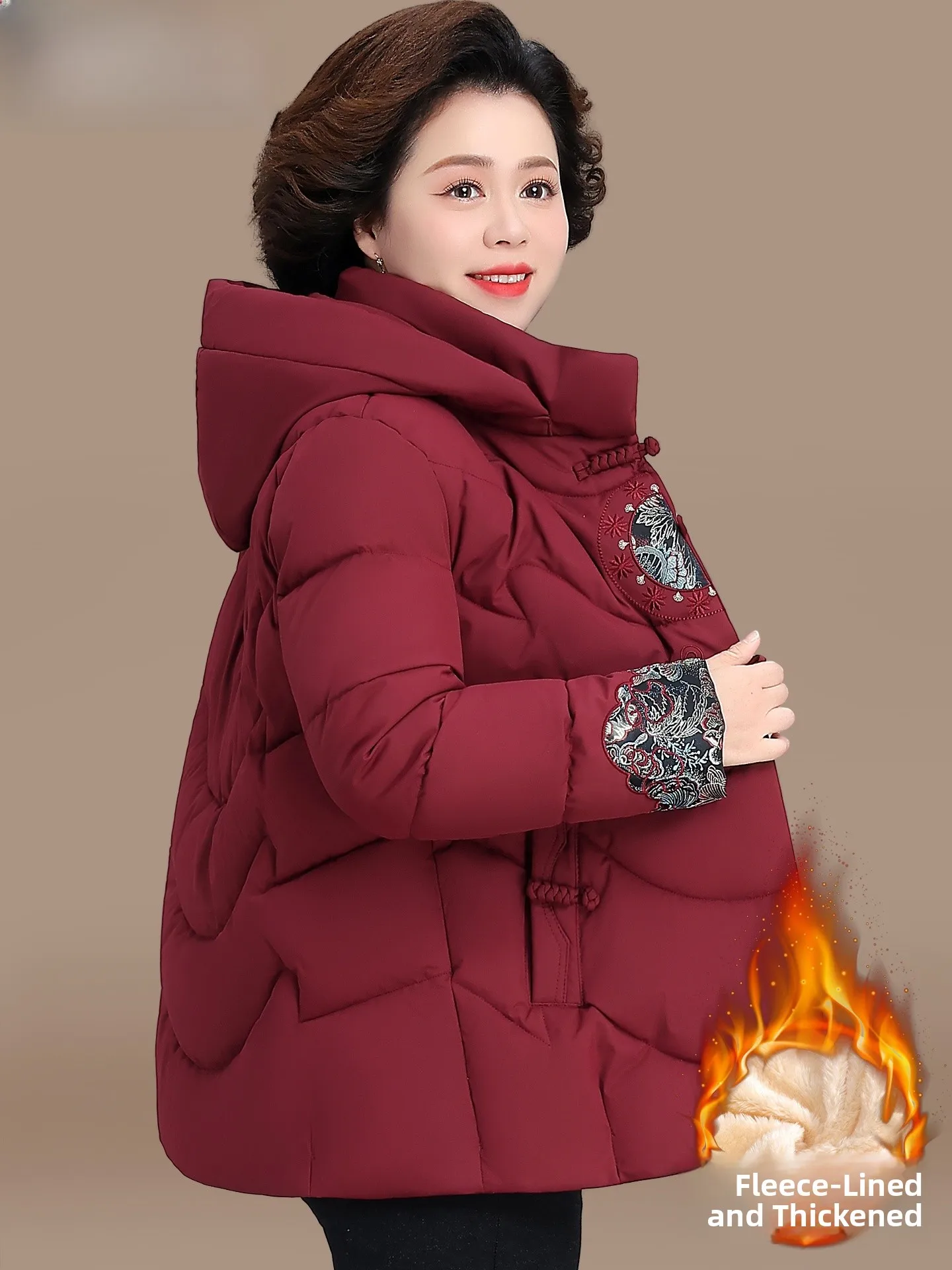 

Thiened Fce Cotton Jaet for Women over 50 in the Year of the Astrological Zodiac Cotton Padded Coat Casual Sle