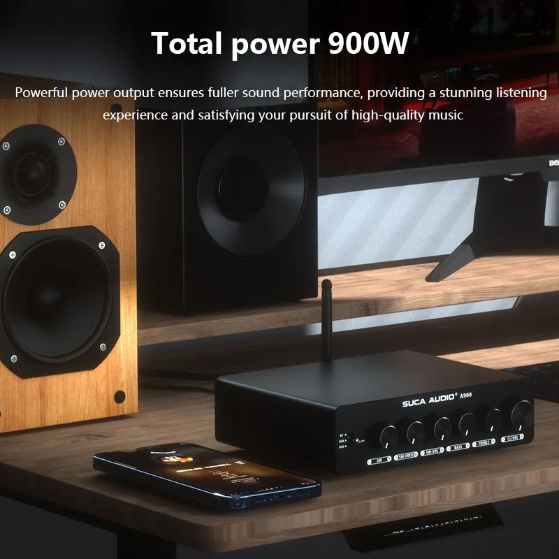 Amplificatore di potenza audio in classe D a 2.1 canali QCC3040 Bluetooth 5.2 HIFI Home 900W Amplificatore di potenza in uscita integrato 2 pezzi TPA3255 Chip