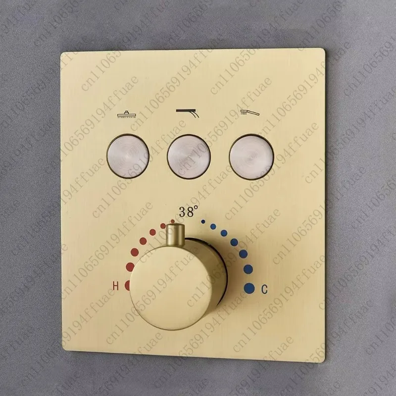 Brushed Gold Shower Diverter Valve 3-Function 3-Way Mixer Thermostatic Valve Controls Bathroom Shower