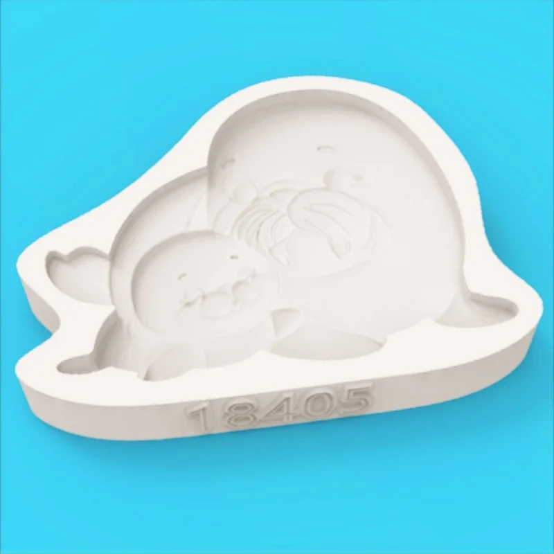 Arctic Walrus Parent-Child Mold, Cute Design with Whiskers and Fangs, Polar Theme Fondant Chocolate Making Silicone Mold - view 3