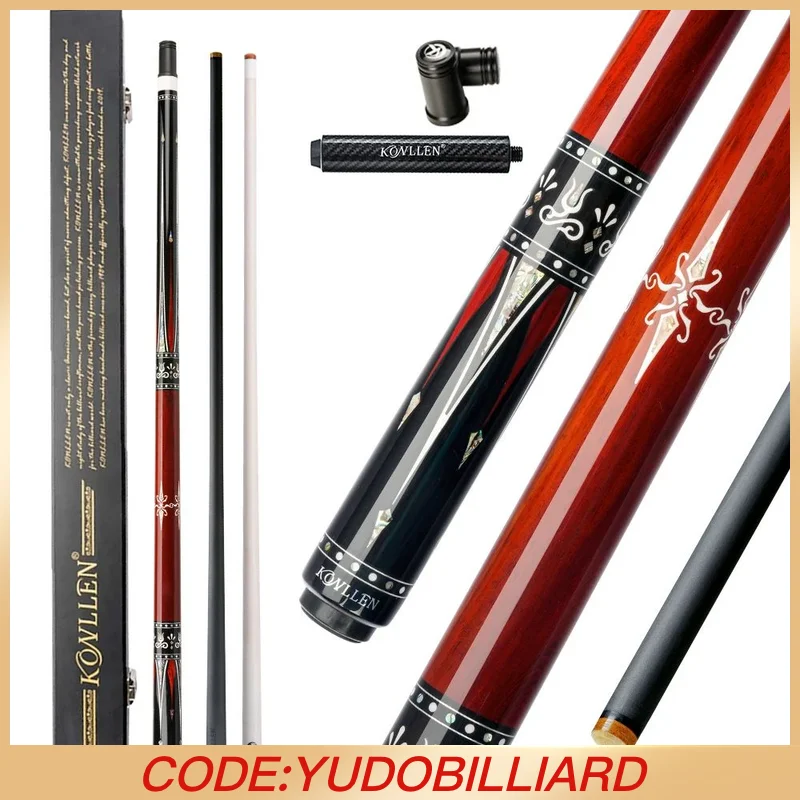 

KONLLEN Billiard cue with Maple Shaft Carbon Fiber Shaft Real Inlay Cue Stick With Extension for Pool Cue stick kit