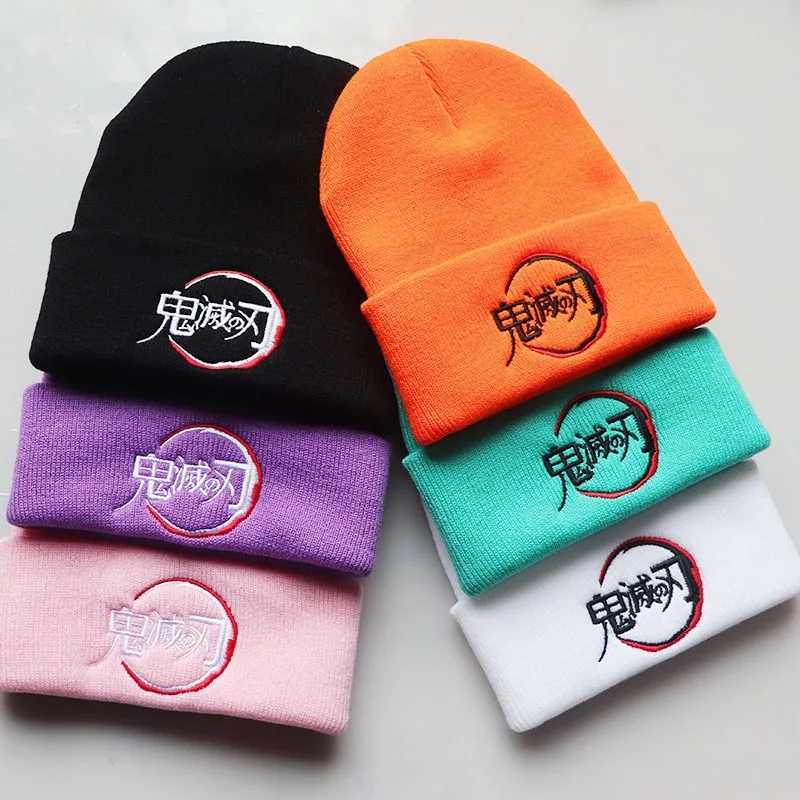 

Anime Demon Slayer Fashion Embroidery Knitted Hat New Men Women Hip Hop Hat Winter Hat Fashion Unisex Cap Unisex Streetwear Gift